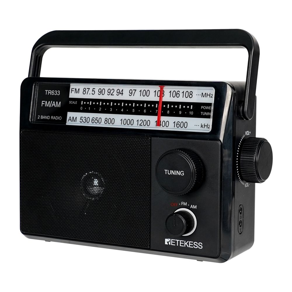 Retekess TR633 Radio Portable,Radio AM FM, Transistor,Excellente Réception et Grand Haut-Parleur,Simple pour Personnes Âgées (Noir)