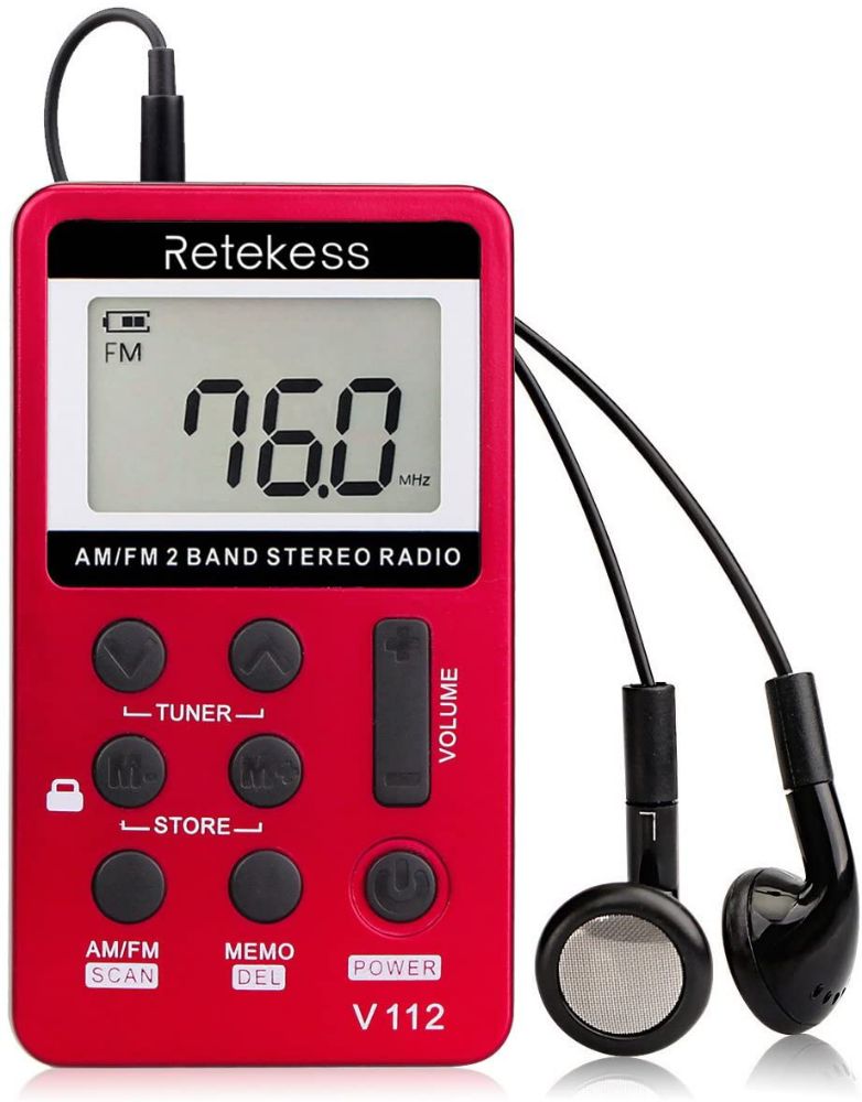 Retekess V112 Radio de Poche Portable Mini Récepteur AM FM  (Rouge) 
