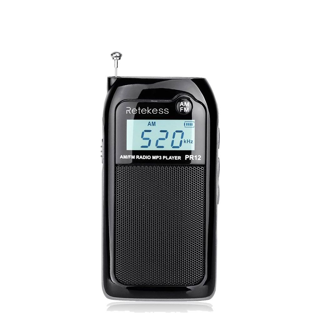 Retekess Radio de Poche AM FM Mini Radio Tuner Numérique Transistor DSP Lecteur MP3 Carte TF/SD et Batterie  (Noir) 