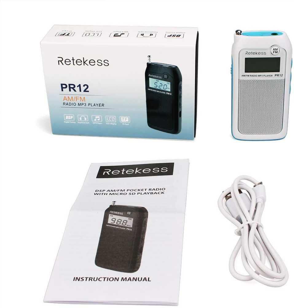 Retekess PR12 Mini Radio AM FM Tuner Numérique Transistor Portable DSP Accordage MP3 Lecteur 