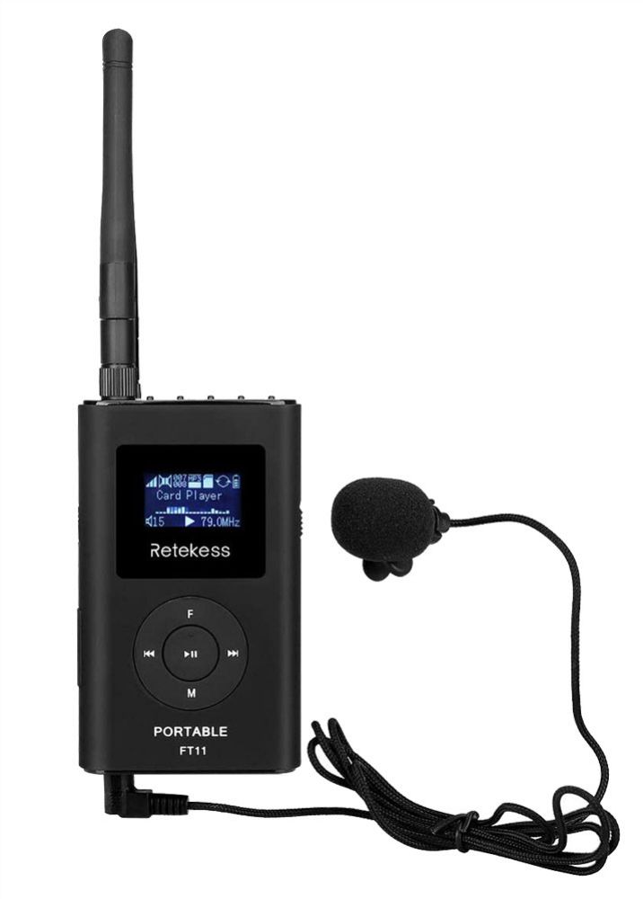 Retekess FT11 Émetteur FM MP3 Émetteur Diffusion Radio Portable Système de Guide Touristique pour Enseignement Campus et Présentation de Conférences 