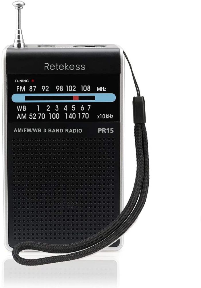 Retekess PR15 Mini Radio de Poche AM FM Récepteur Accordage Pointeur Portable Alimenté par 2 Piles AAA pour Marche Randonnée Camping 