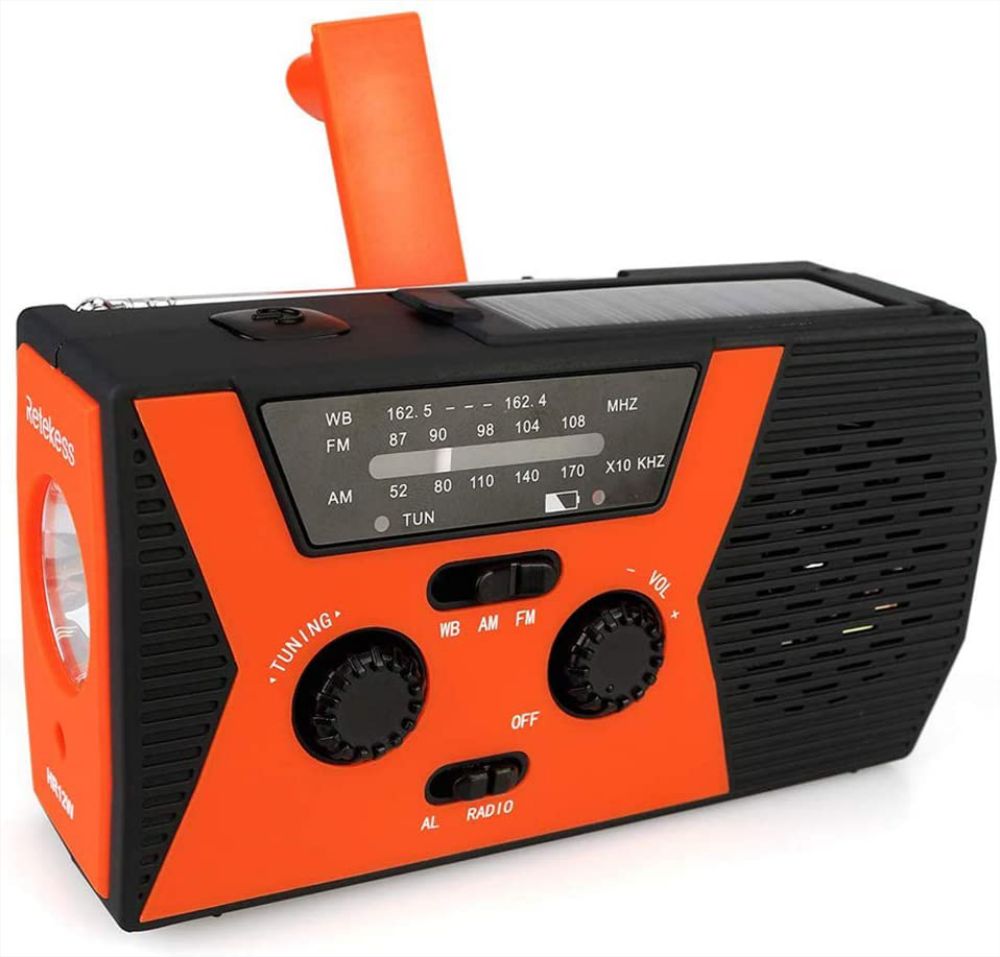Retekess HR12W Radio d’Urgence Portable AM FM Solaire Manivelle Radio Wind Up 