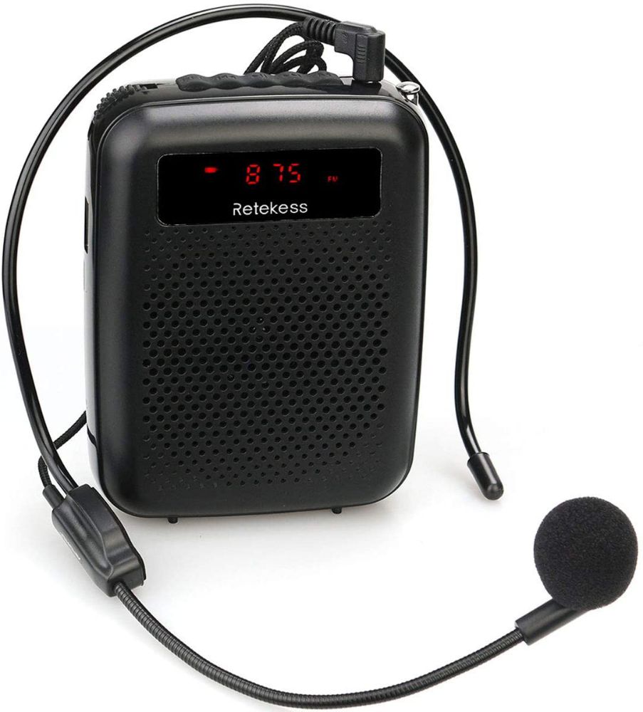 Retekess PR16R Amplificateur Vocal Portable Radio FM Haut-Parleur avec Fonction d'Enregistrement Lecteur MP3