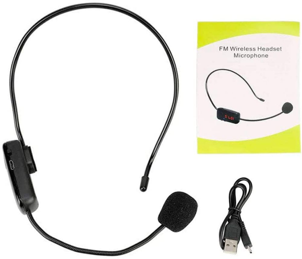 Retekess TR503 Microphone sans Fil Haut-Parleur FM Micro Serre Tête sans Fil avec Batterie Rechargeable Système Audio pour Réunions Simultanées Enseignement et Système de Guide Touristique
