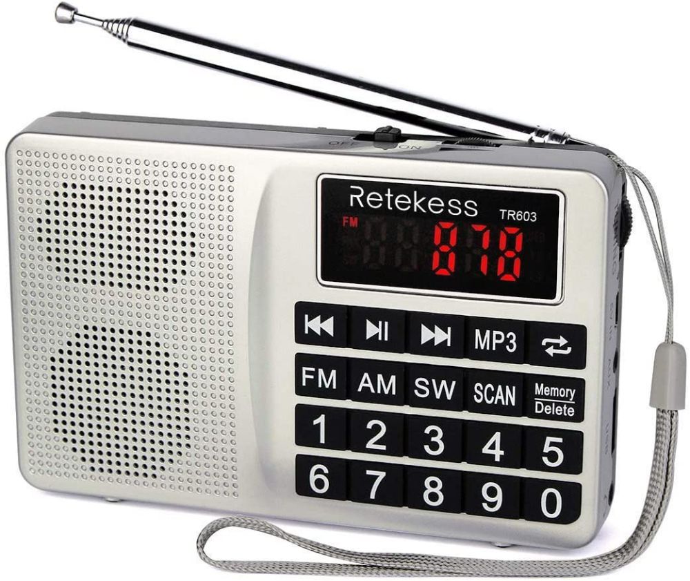 Retekess TR603 Radio AM FM Portable Radio à Ondes Courtes Support Carte SD Lecteur USB Entrée AUX Lecteur MP3