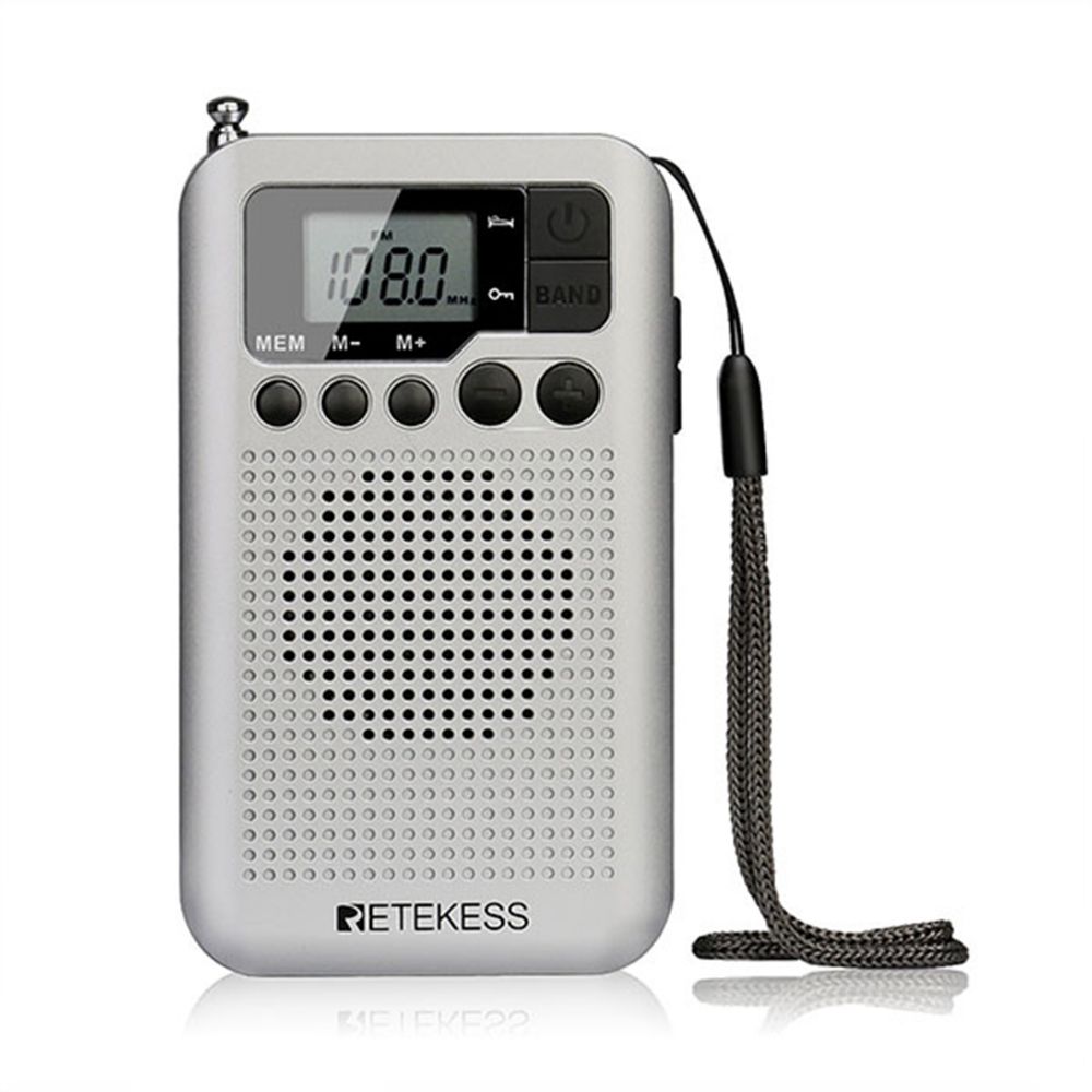 Retekess TR106 Mini Radio Portable, AM FM Radio de Poche, avec Minuterie de Sommeil, Timing Boot, Bouton de Verrouillage, Petite Radio Haut-Parleur Intégré, 3.5mm Prise Casque (Argent)