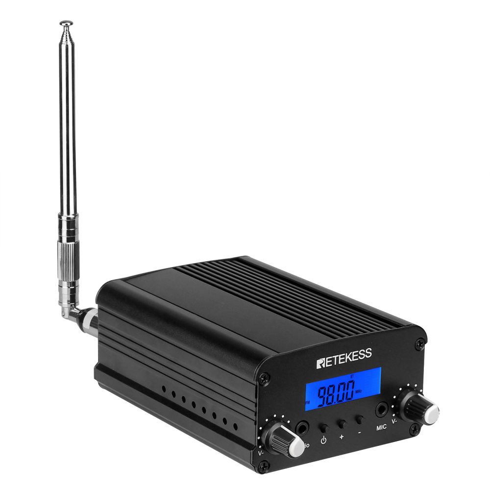 Retekess TR509 Émetteur Portable, sans Fil FM Stéréo Diffusion Système, Support AUX/MIC Input, avec LCD Affichage, Stable Transmission, pour Église, Théâtre de Voiture, Station de Radio du Campus