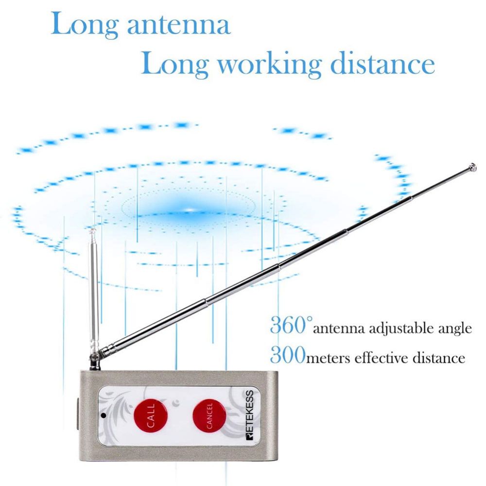 Retekess TD004 Bouton d'Appel Pager Transmettre Signal Longue Distance Travers