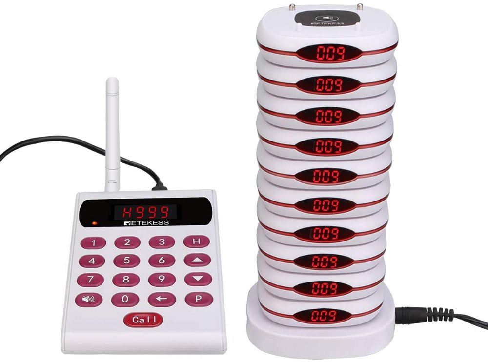 Retekess TD161 Restaurant Bipeur Clavier sans Fil Système d’Appel sans Fil Aimant FSK Longue Distance