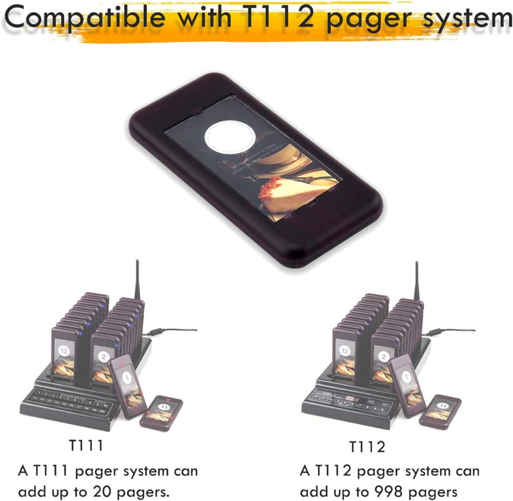 Retekess T112 Pager Bipeur Récepteur pour Retekess T111 T112 Système d’Appel sans Fil Restaurant Bipeur Café Pizza Hôtel Hôpital