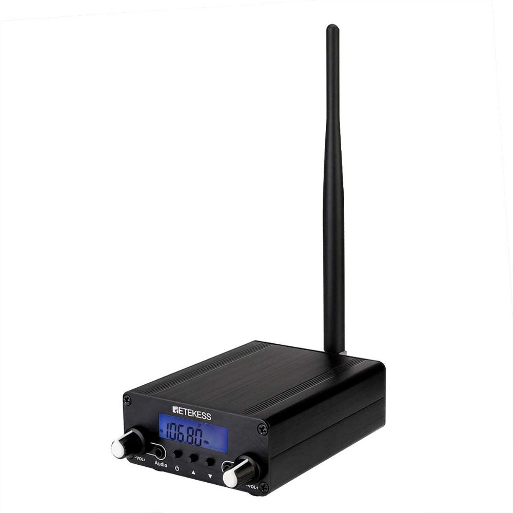 Retekess TR508 Portable Émetteur, Système de Diffusion Stéréo FM sans Fil, PLL FM Radio Station Émetteur avec Antenne, Mp3 Lecteur, pour Drive-in Église Vénération,Terrain de Stationnement