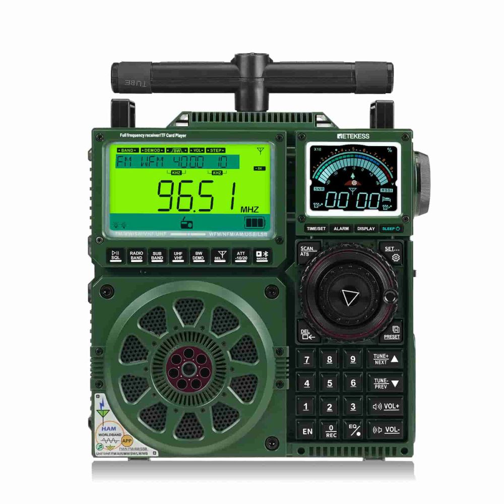 Retekess TR113 FM/AM/SW/VHF/UHF/LW/CB/WB/AIR DSP Radio Amateur Pleine Bande à Affichage Numérique