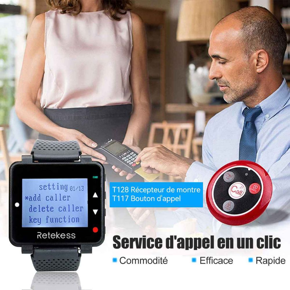 Retekess T128-T117-TD105 Système d’Appal sans Fil Vocale Système d’Appel de Restaurant