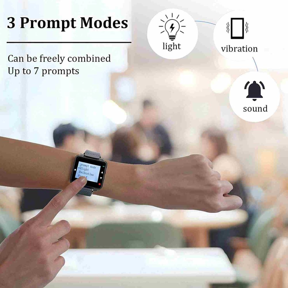 Retekess T128-TD019 Restaurant Bipeur, Système d'Appel sans Fil avec 3 Modes de Rappel, Bouton d'Appel à Une Touche Intégré 600mAh Batteries pour Restaurants, Bars
