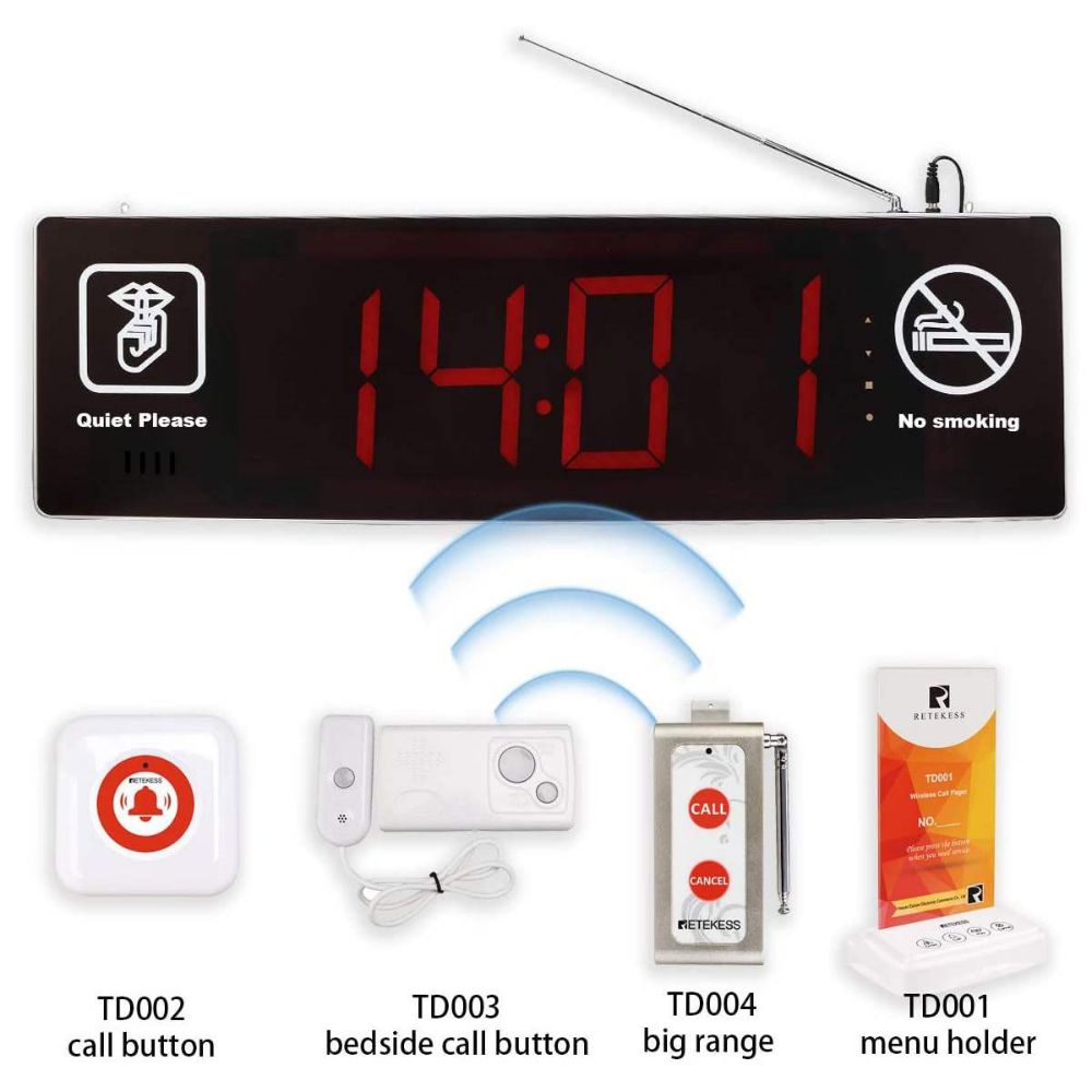 Retekess TD123 Récepteur d’Écran dans Le Couloir Double-Face Écran avec Diffusion Vocale pour Alarme Maison Système en Hôpital Sanatorium 