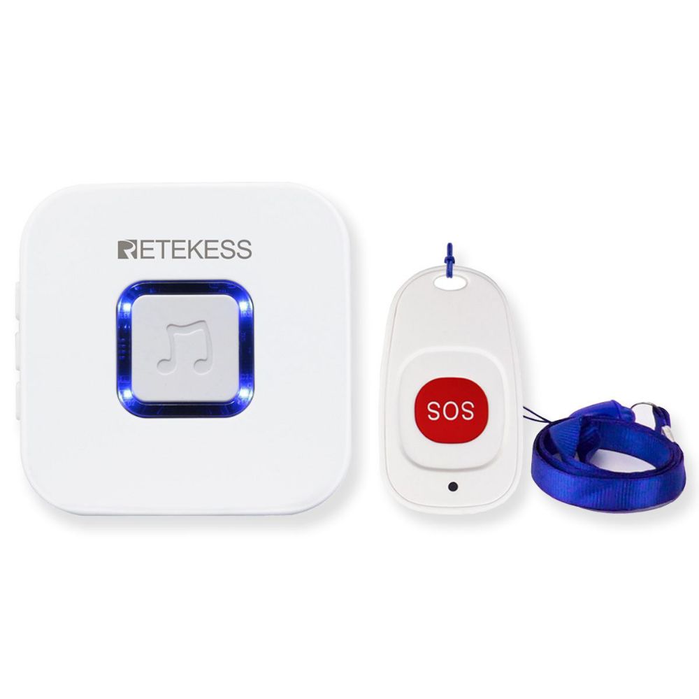 Retekess TH101 Système d'Appel d'urgence sans Fil Petit Bouton SOS et Sonnette Récepteur pour Enfants Âgés en Maison Hôpital Famille