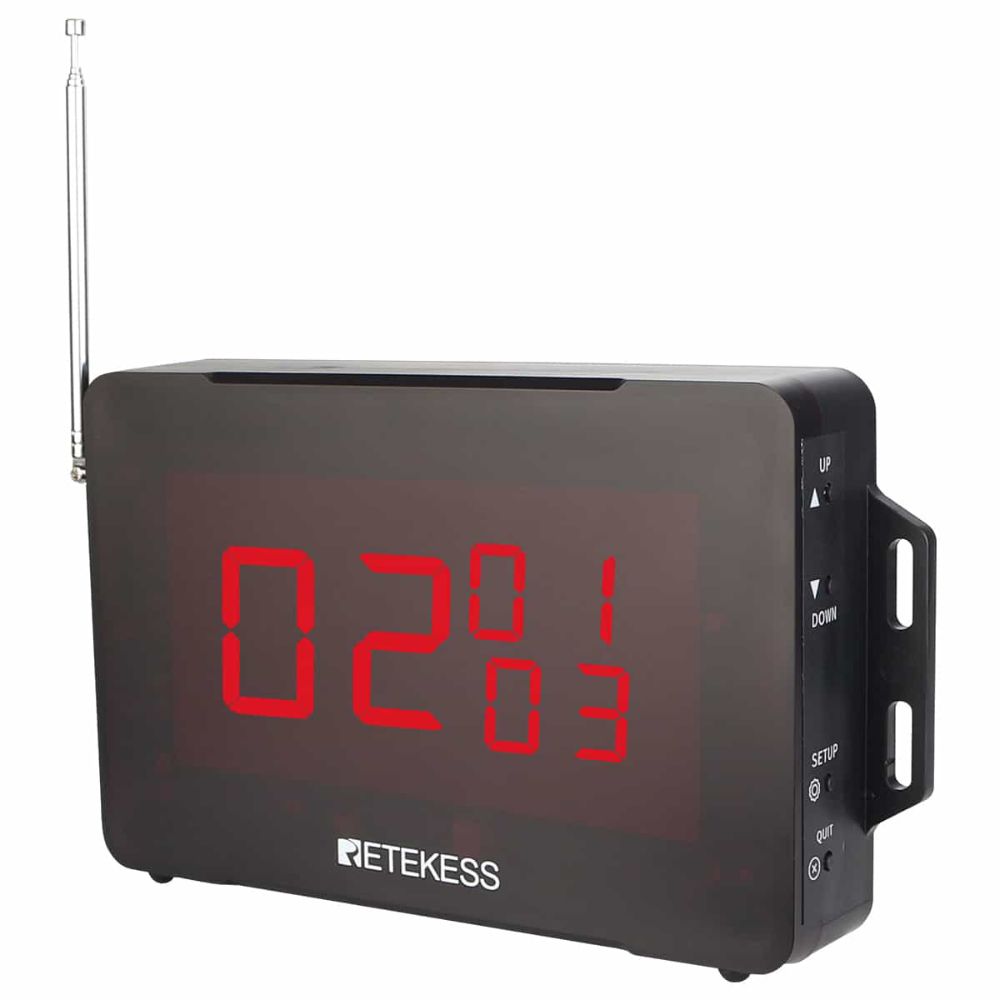 Retekess TD136 Système de Bipeur, Récepteur d'Ecran avec 550mAh Intégré Batteries,3 Groupes de Écran d'Affichage Conception pour Restaurants,Bars,Usine