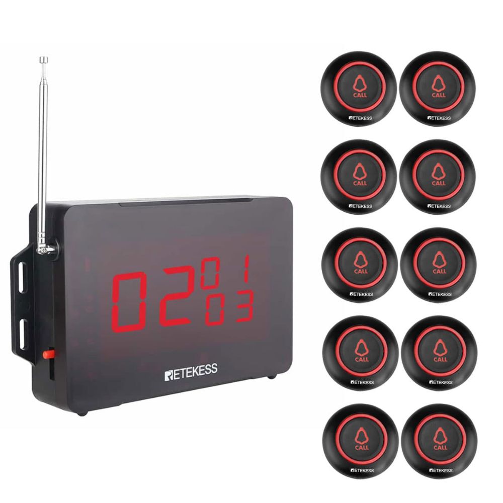 Retekess TD136 Système de Bipeur, Récepteur d'Ecran avec 550mAh Intégré Batteries,3 Groupes de Écran d'Affichage Conception pour Restaurants,Bars,Usine