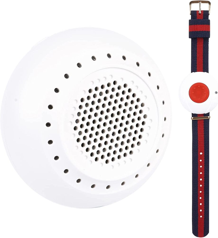 Retekess TD020 Bouton d'appel Avertisseur, Personne âgé Alarme pour Personnes Âgées avec 32 Sonneries, 4 Niveau Volume, Fonction de Mémoire de Paires Intégrée pour Intérieur, Seniors