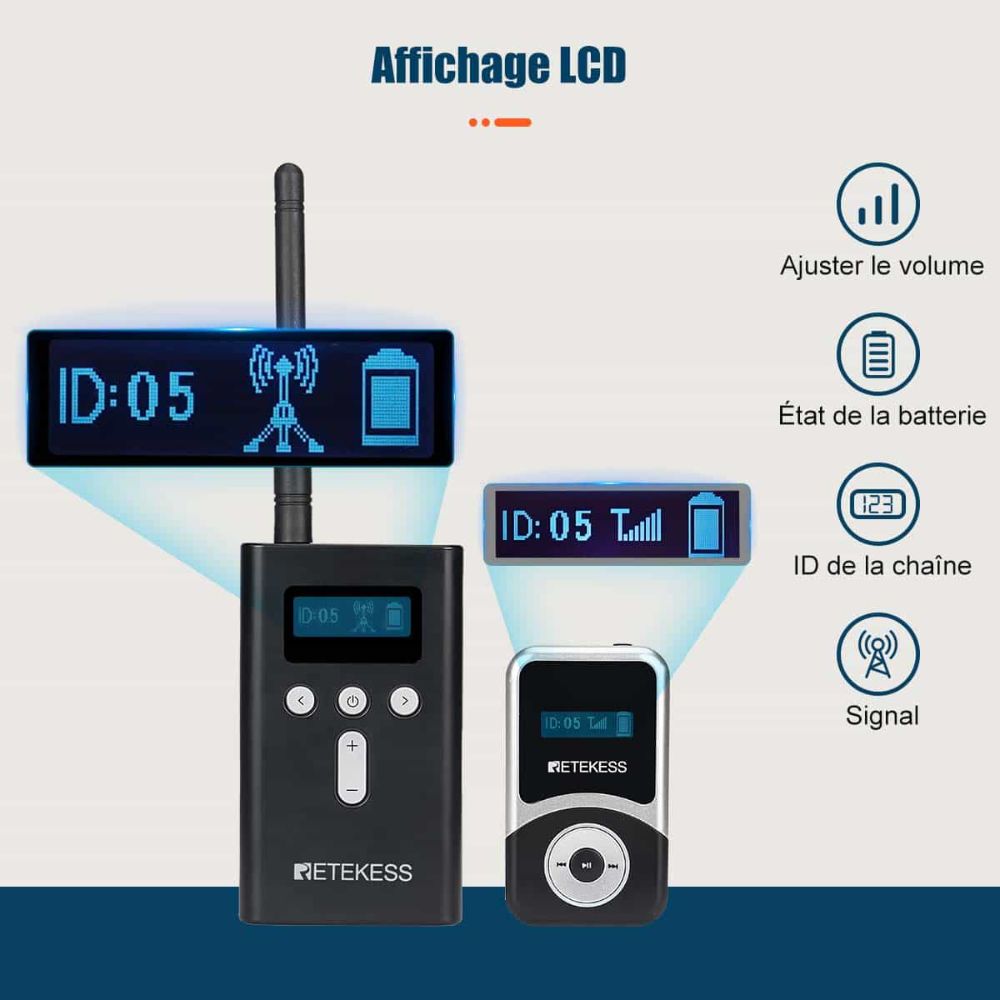 Retekess T130S Systeme Audio pour Visite Guidee pour les Visites Guidées avec étui de Chargement à 32 Fentes