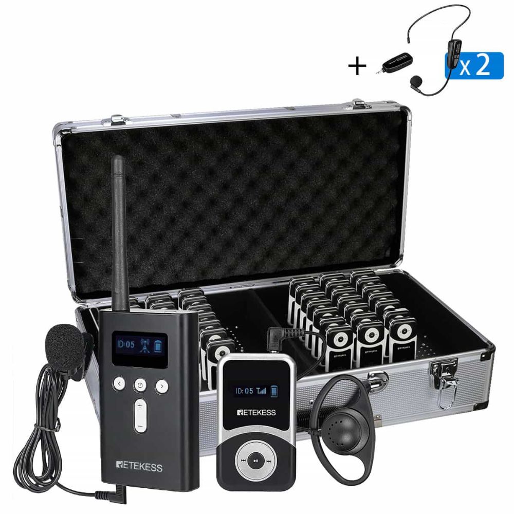 Retekess T130S Système Audio de Groupe de Voyage Sans Fil avec étui de Chargement