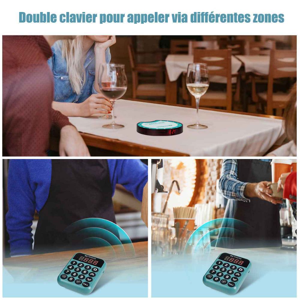 Retekess TD168R Système de téléavertisseur avec 2 claviers indépendants pour restaurants, clubs, bars et hôtellerie