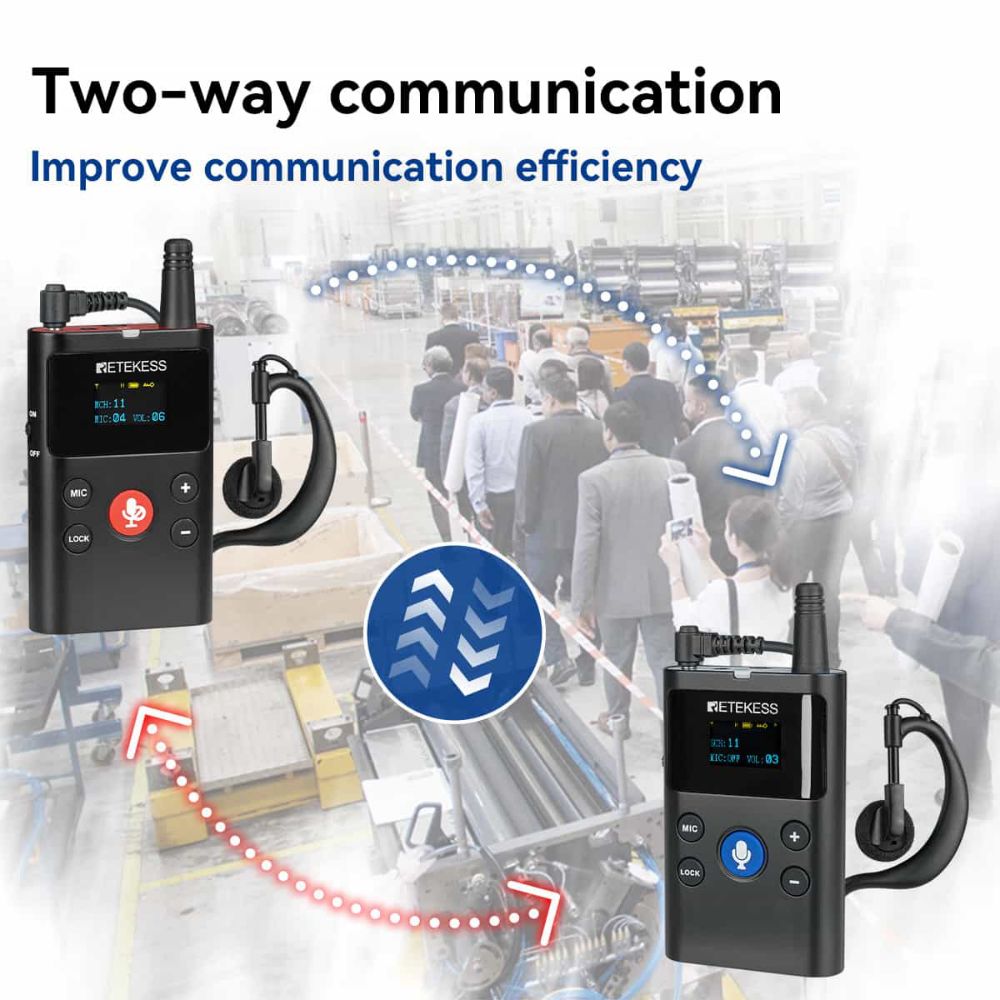 Retekess TT126 Système de Communication Bidirectionnel pour visiter les usines, les écoles, les visites, l'équitation et les conférences