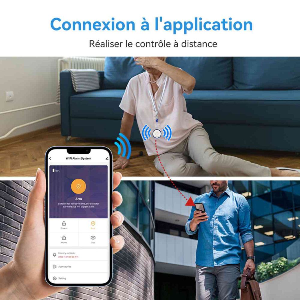 Retekess TH012 WiFi Bouton d'appel d'urgence Intelligent pour Handicapés et Personnes âgées