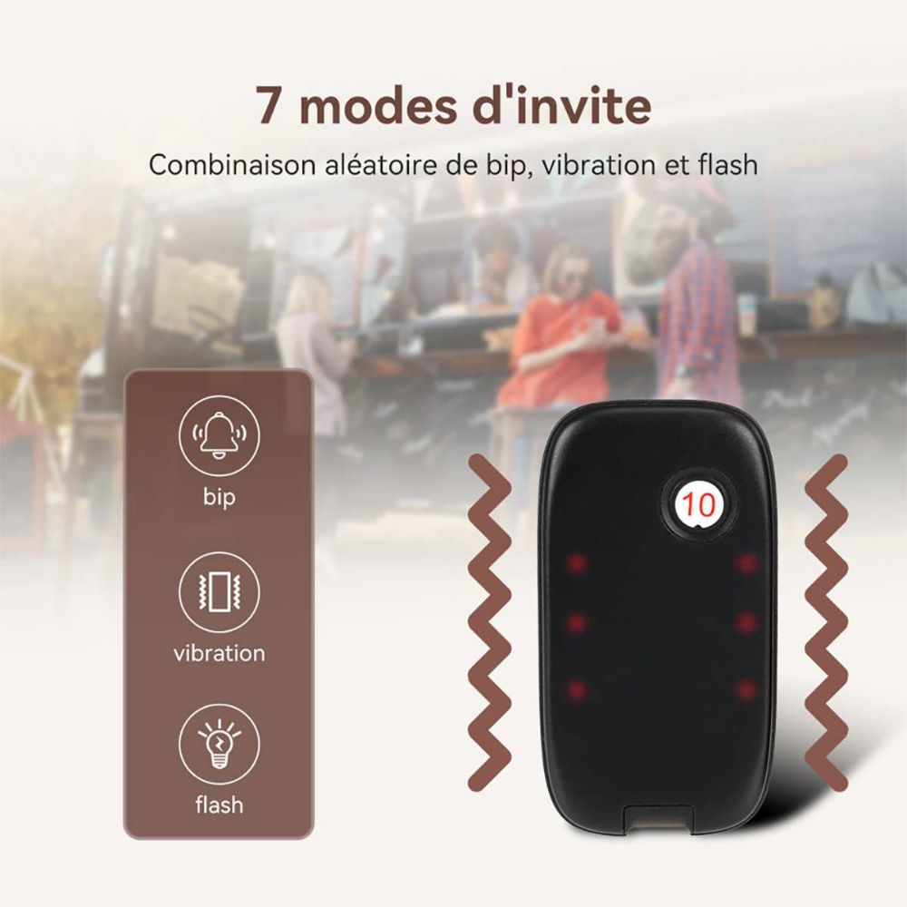 Retekess TD175S Bipeurs Restauration Avec système de bip alimentaire portable de 10 téléavertisseurs