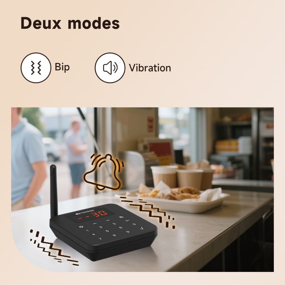 TD186 Système de Téléavertisseur Empilable pour Restaurant avec Support Amovible Anti-basculement Retekess
