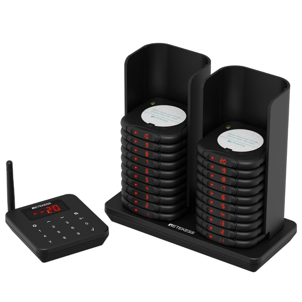 TD186 Buzzer de Restaurant Sans Fil Longue Distance Anti-Basculement Retekess