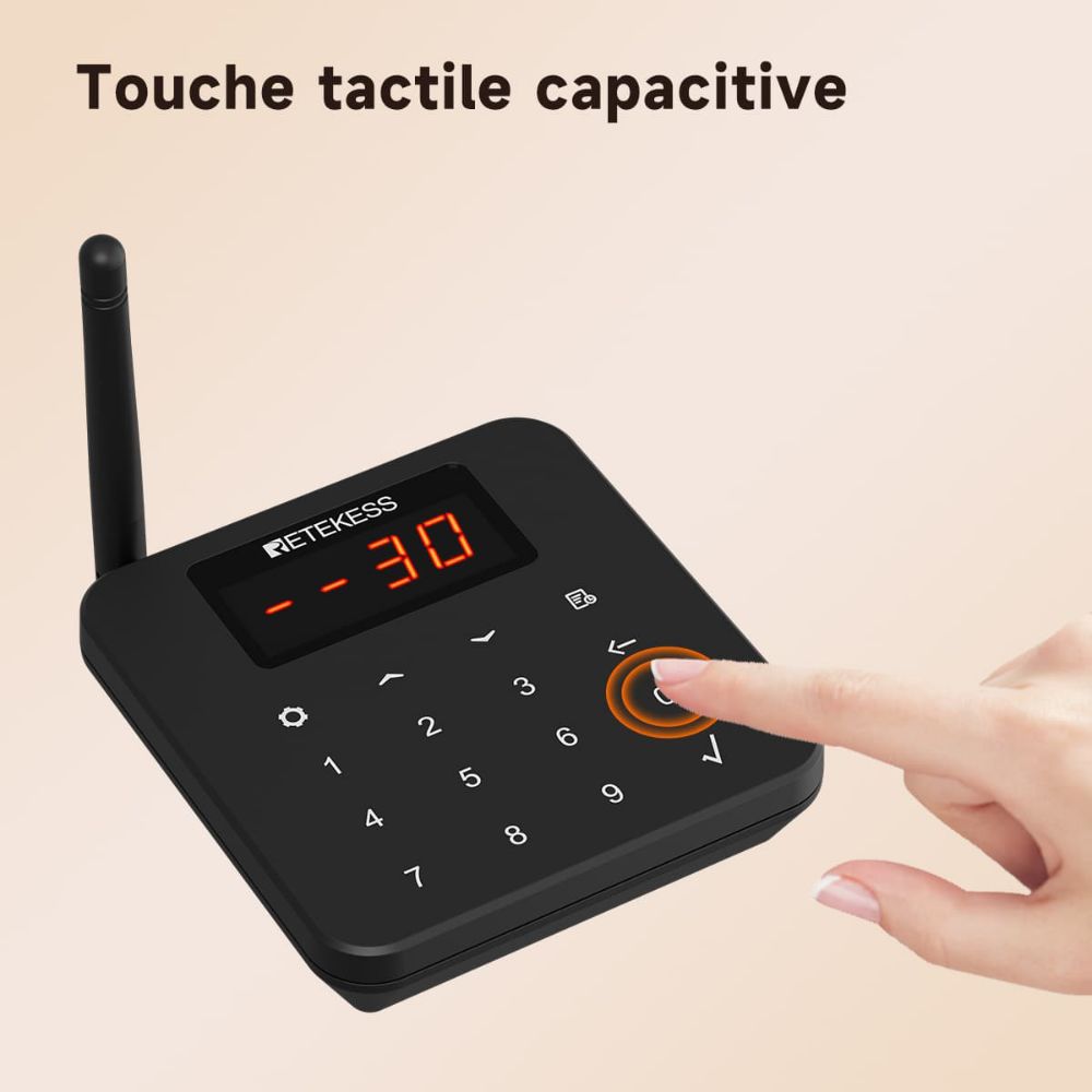 TD186 Buzzer de Restaurant Sans Fil Longue Distance Anti-Basculement Retekess