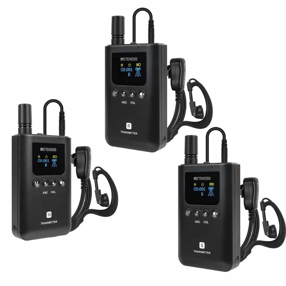 Retekess TT129 Système de Communication Sans Fil Duplex Intégral,Prend en Charge 3 Émetteurs Parlant en Même Temps