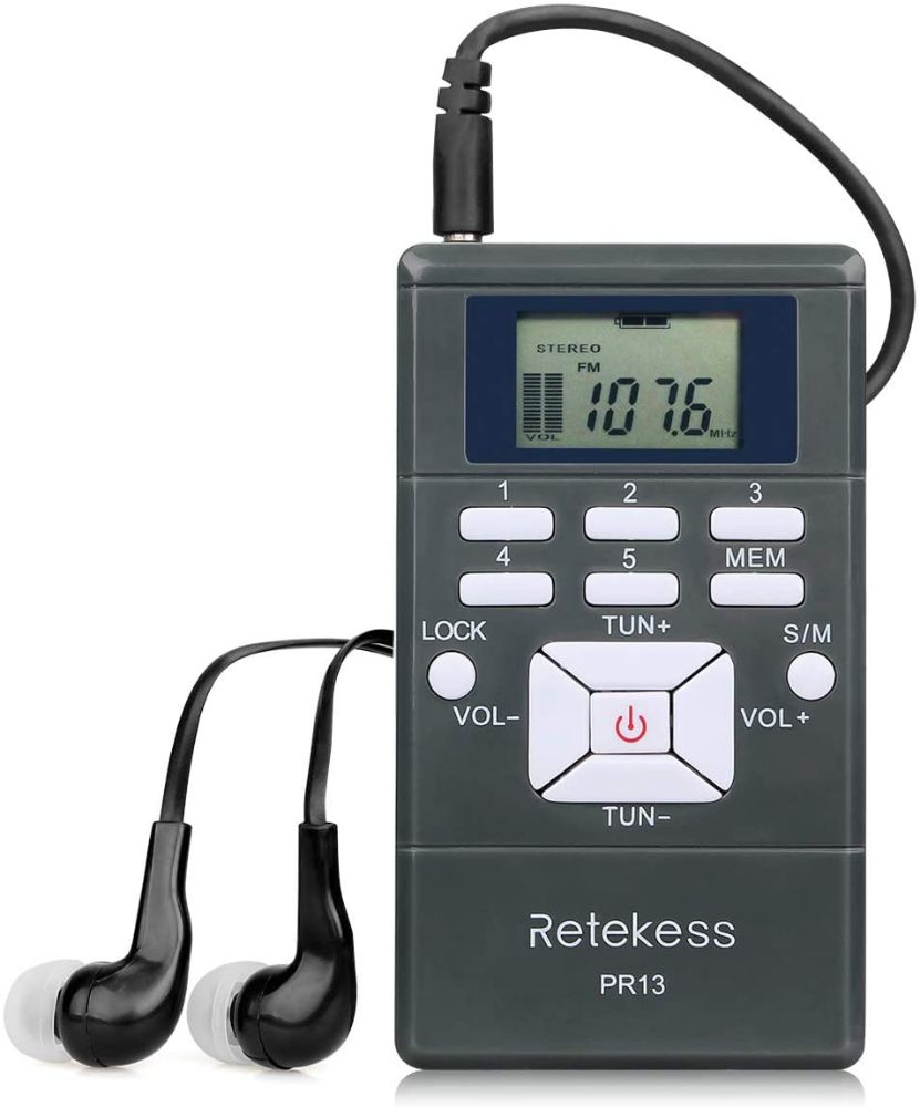 Retekess PR13 FM Radio Mini Radio Stéréo Portable Horloge Numérique