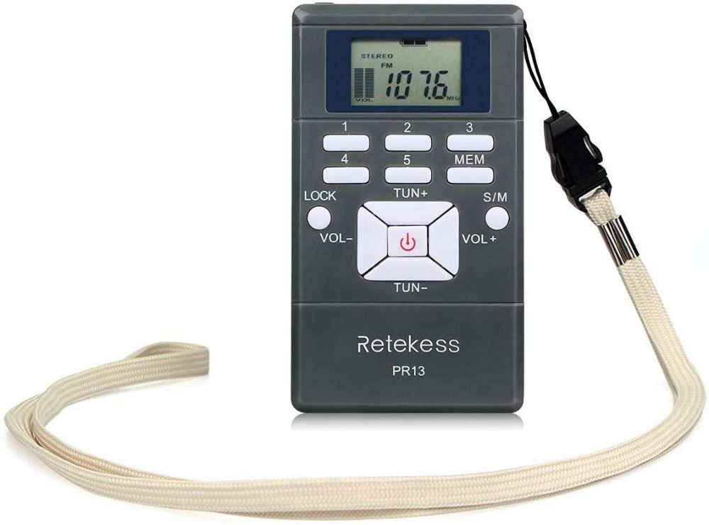 Retekess PR13 FM Radio Mini Radio Stéréo Portable Horloge Numérique