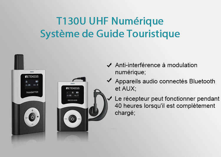 T130U Système de guide touristique numérique UHF