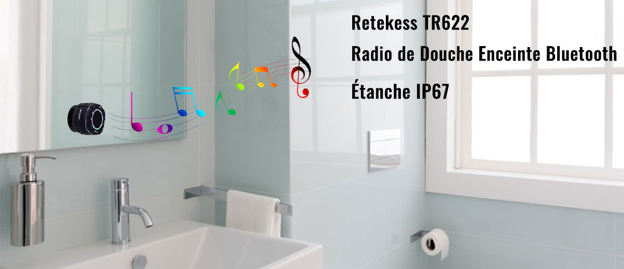 Retekess TR622 Radio de Douche Enceinte Bluetooth,Radio Étanche IP67