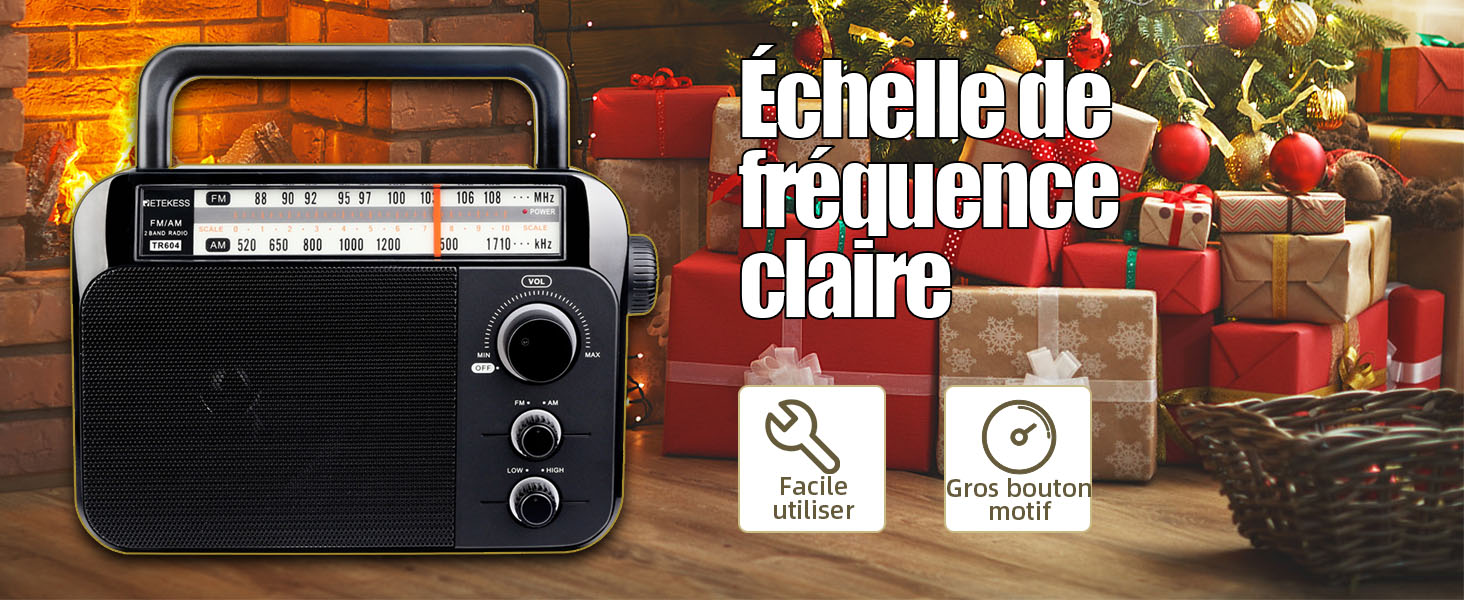 Retekess TR604 Radio Portable FM, Poste Radio Pile et Secteur