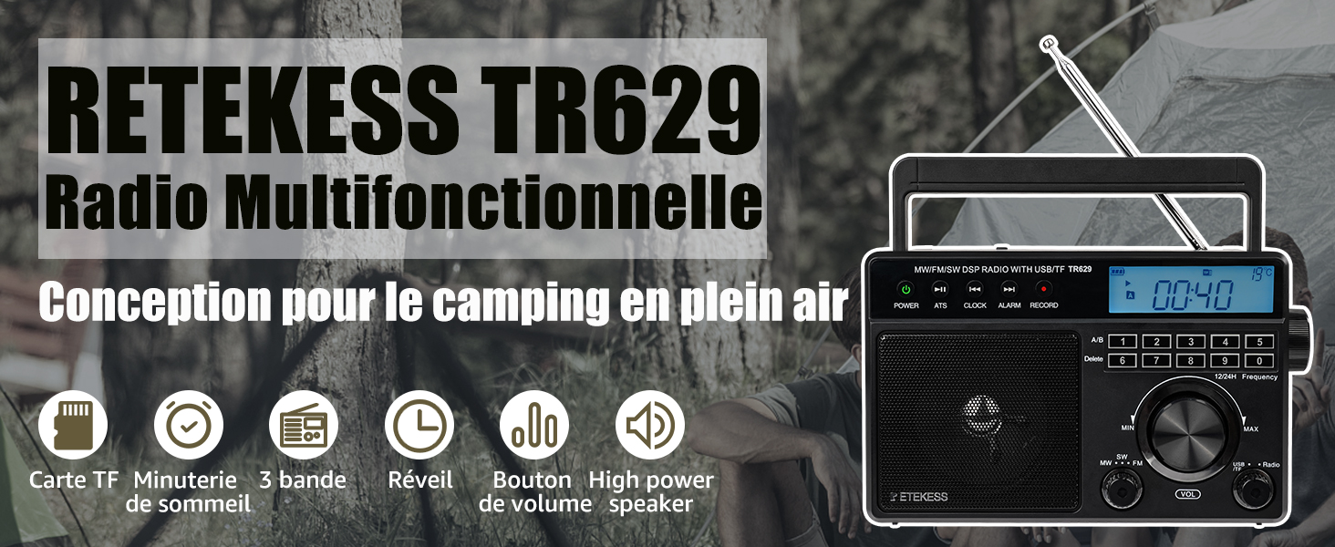 Retekess TR629 Radio Portable Piles et Secteur, Poste Radio FM AM