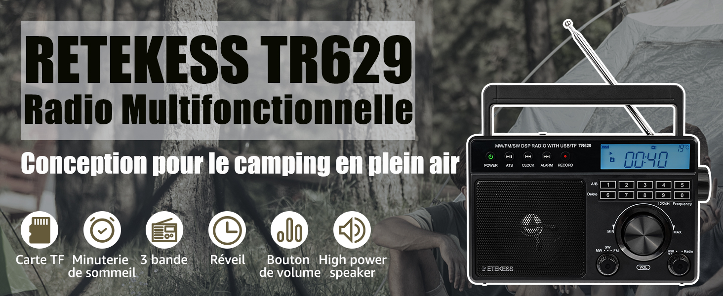 Poste Radio Portable, Radio FM AM Piles et Secteur, MP3, Enceinte